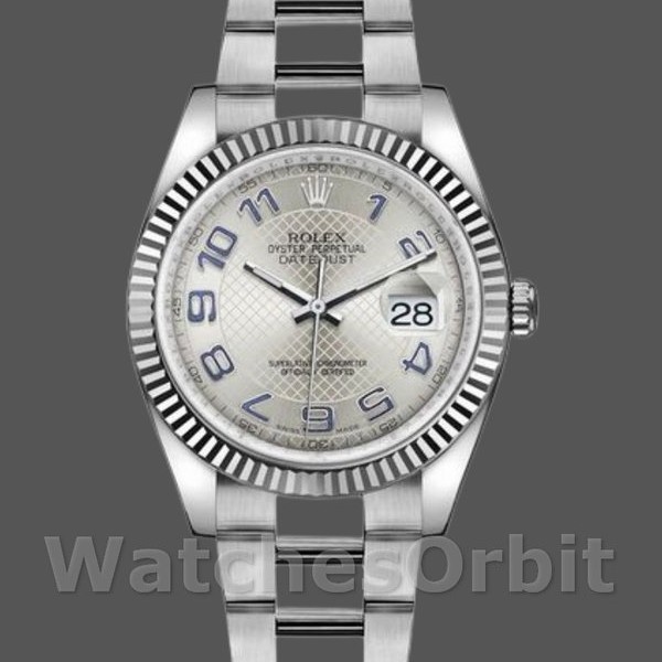 Unisexs Rolex Datejust 36mm Unisex-116234-Silver Dial-Fluted Bezel Silver Replica Image