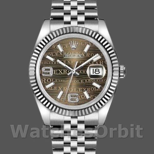 Unisexs Rolex Datejust 36mm Unisex-116234-Stainless Steel Case-Bronze Dial Waves Bronze Diamonds Replica Image