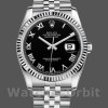 Mens Rolex Datejust 36mm Mens-116234-Stainless Steel-Fluted Bezel-Black Roman Dial Black Replica Image