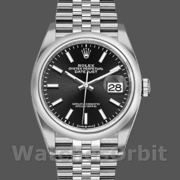 Unisex's Rolex Datejust 36mm Unisex-126200-Black Index Dial-Stainless Steel Black