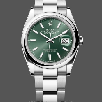 Unisex's Rolex Datejust 36mm Unisex-126200-Green Index Dial-Stainless Steel Green Dial