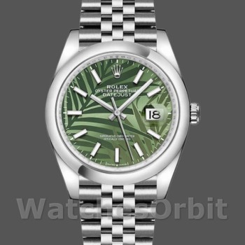 Unisex's Rolex Datejust 36mm Unisex-126200-Olive Green Palm Motif Dial Green<br />