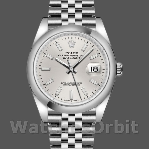 Unisexs Rolex Datejust 36mm Unisex-126200-Silver Dial-Stainless Steel Silver Replica Image