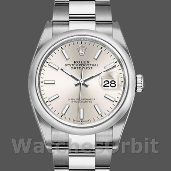 Unisexs Rolex Datejust 36mm Unisex-126200-Stainless Steel-Silver Index Dial Silver Replica Image