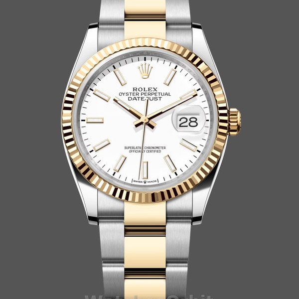 Womens Rolex Datejust 36mm Unisex-126233 0020-White Index Dial White Replica Image
