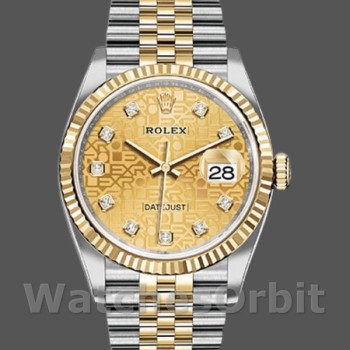 Unisex's Rolex Datejust 36mm Unisex-126233-Champagne Jubilee Dial-Fluted Bezel Champagne