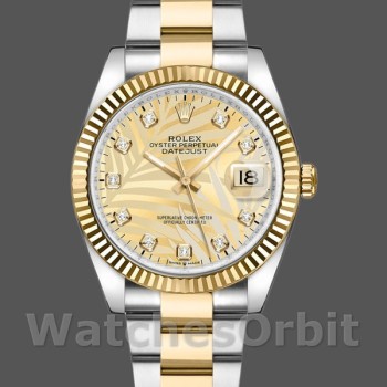Unisex's Rolex Datejust 36mm Unisex-126233-Golden Palm Motif Dial Golden