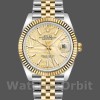 Unisexs Rolex Datejust 36mm Unisex-126233-Golden Palm Motif Dial-Fluted Bezel Golden Replica Image