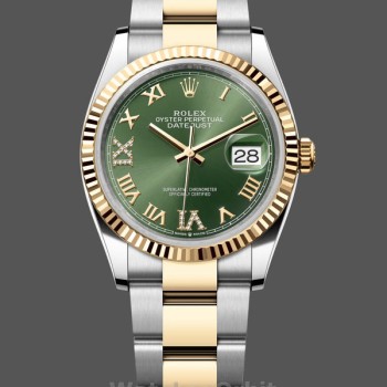 Unisex's Rolex Datejust 36mm Unisex-126233-Olive Green Dial-Yellow Gold & Oystersteel Green