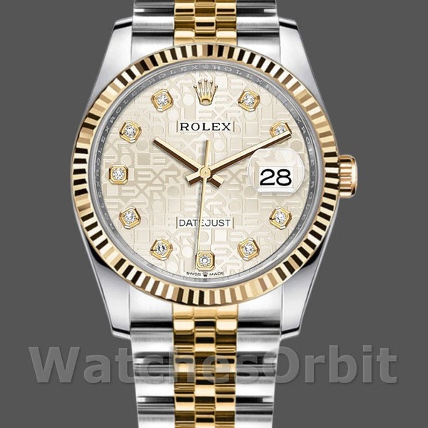 Unisexs Rolex Datejust 36mm Unisex-126233-Silver Jubilee Dial-Fluted Bezel Silver Replica Image
