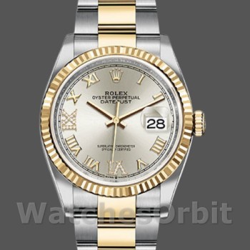 Unisex's Rolex Datejust 36mm Unisex-126233-Silver Roman Numeral Dial Silver