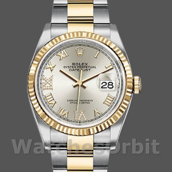 Unisexs Rolex Datejust 36mm Unisex-126233-Silver Roman Numeral Dial Silver Replica Image