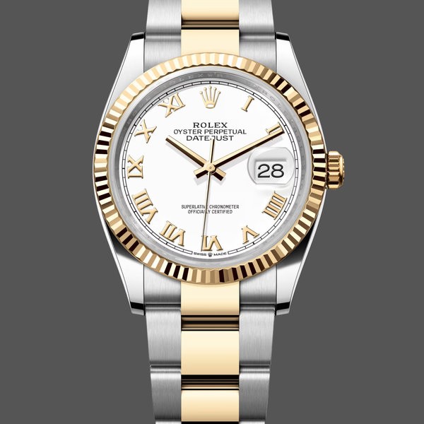 Unisexs Rolex Datejust 36mm Unisex-126233-White Roman Dial White Replica Image