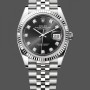 Unisex's Rolex Datejust 36mm Unisex-126234-Fluted Bezel-Black Diamond Dial Black