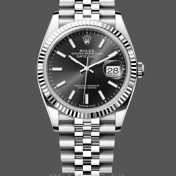 Unisexs Rolex Datejust 36mm Unisex-126234-Fluted Bezel-Black Index Dial Black&nbsp; Replica Image