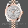 Mens Rolex Datejust 41mm Mens-126301-Rose Gold-Silver Fluted Motif Dial Silver Replica Image