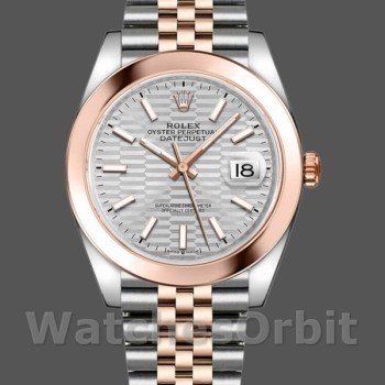 Men's Rolex Datejust 41mm Men's-126301-Rose Gold-Silver Fluted Motif Dial Silver