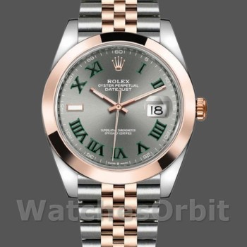Men's Rolex Datejust 41mm Men's-126301-Rose Gold-Slate Grey Wimbledon Dial Grey