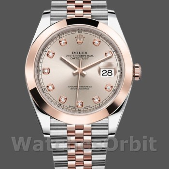 Men's Rolex Datejust 41mm Men's-126301-Rose Gold-Sundust Diamonds Dial Sundust<br />