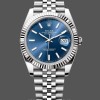 Mens Rolex Datejust 41MM Stainless Steel with Silver Dial Blue Replica Watch Image