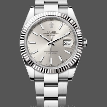 Men's Rolex Datejust 41mm Men's-126334 0003-Fluted Bezel-Silver Dial Silver