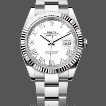 Men's Rolex Datejust 41mm Men's-126334 0023-Fluted Bezel-White Roman Numeral Dial White
