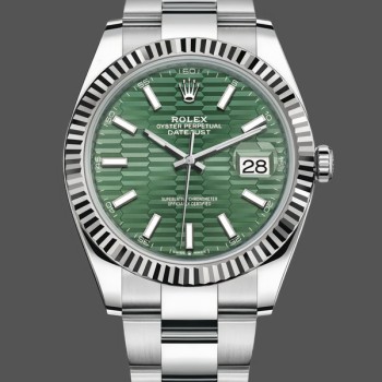 Men's Rolex Datejust 41mm Men's-126334 0029-Fluted Bezel-Green Motif Dial Green