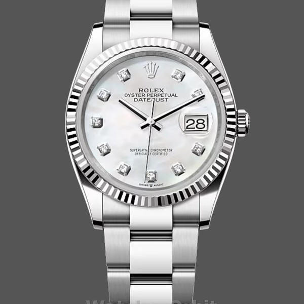 Mens Rolex Datejust 41mm Mens-126334-Fluted Bezel-White MOP Dial MOP Replica Image
