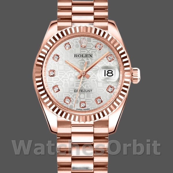Womens Rolex Datejust-178275, 31mm, Everose Gold Jubile Silver Dial, Lady Silver Replica Image