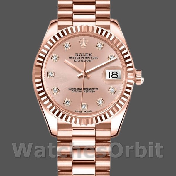Womens Rolex Datejust 31mm Womens-178275-Pink Diamond Dial-Rose Gold Pink Replica Image