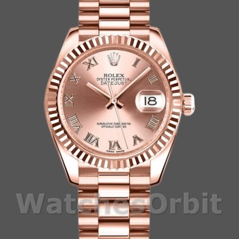 Women's Rolex Datejust 31mm Women's-178275-Pink Roman Dial-Rose Gold Pink