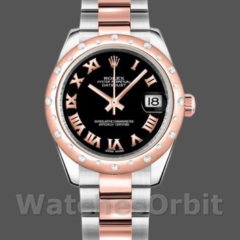 Women's Rolex Datejust 31mm Women's-178341-Black Roman Numerals Dial Black