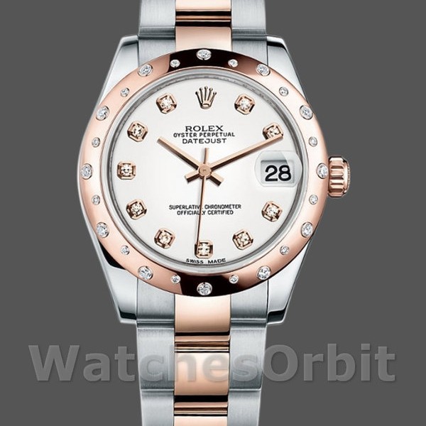 Womens Rolex Datejust 31mm Womens-178341-White Mother‑of‑Pearl Diamonds Dial MOP Replica Image