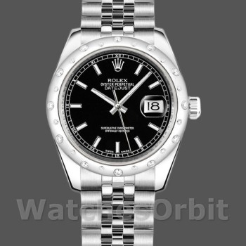 Women's Rolex Datejust 31mm Women's-178344-Black Dial-Stainless Steel Black
