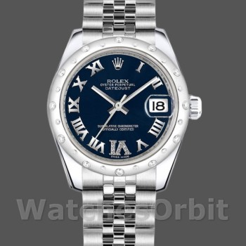 Women's Rolex Datejust 31mm Women's-178344-Blue Dial Diamonds-Stainless Steel Blue