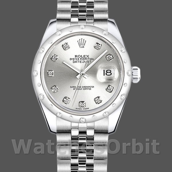 Womens Rolex Datejust 31mm Womens-178344-Silver Diamond Dial-Stainless Steel Silver<br /> Replica Image