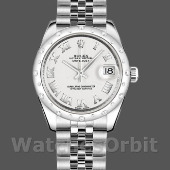 Women's Rolex Datejust 31mm Women's-178344-White Roman Numeral Dial-Stainless Steel White