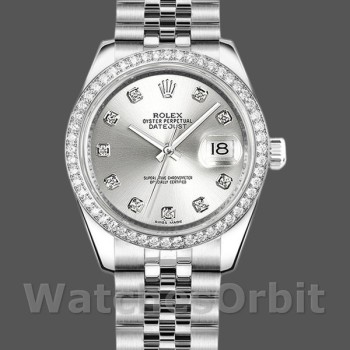 Women's Rolex Datejust-178384, 31mm, Silver Diamonds Dial, Diamond Bezel, Lady Silver