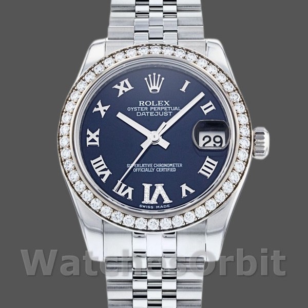 Womens Rolex Datejust 31mm Womens-178384-Blue Diamond Dial-Stainless Steel Blue Replica Image