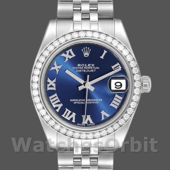 Women's Rolex Datejust 31mm Women's-178384-Blue Roman Dial-Stainless Steel Blue