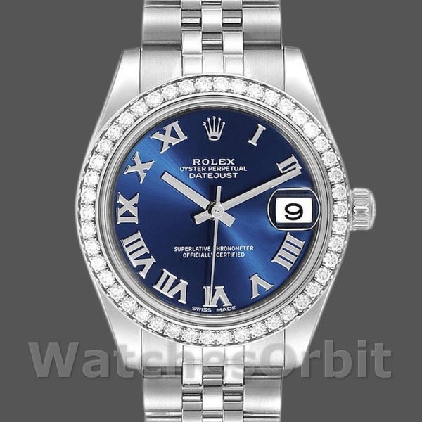 Womens Rolex Datejust 31mm Womens-178384-Blue Roman Dial-Stainless Steel Blue Replica Image