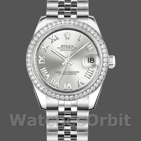 Womens Rolex Datejust 31mm Womens-178384-Silver Roman Dial-Stainless Steel Silver<br /> Replica Image