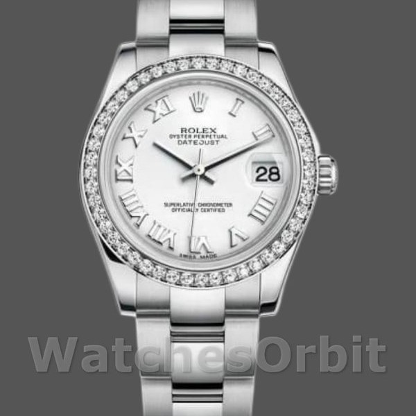 Womens Rolex Datejust 31mm Womens-178384-White Roman Numeral Dial White Replica Image