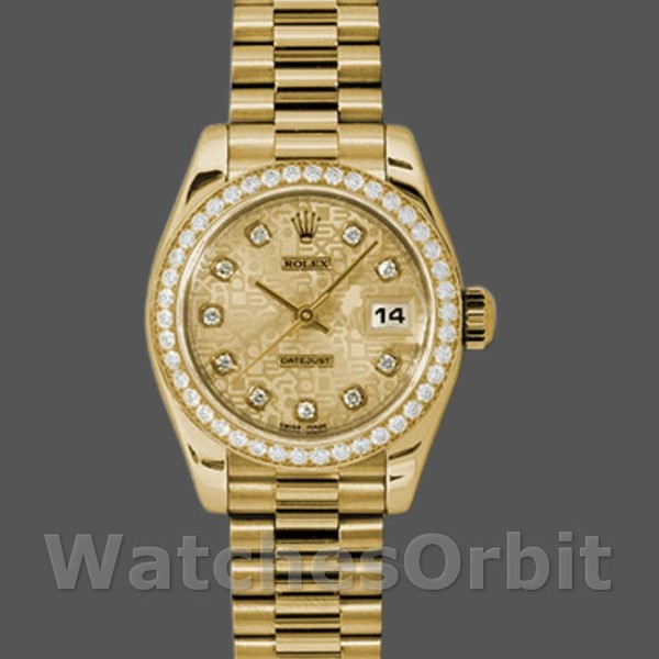 Womens Rolex Datejust 26mm Womens-179138-Champagne Jubilee Dial Champagne Replica Image