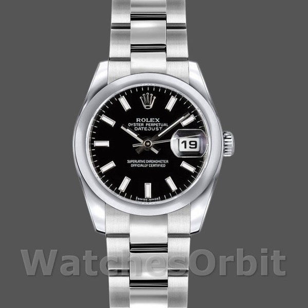 Womens Rolex Datejust 26mm Womens-179160-Black Index Dial-Domed Bezel Black Replica Image