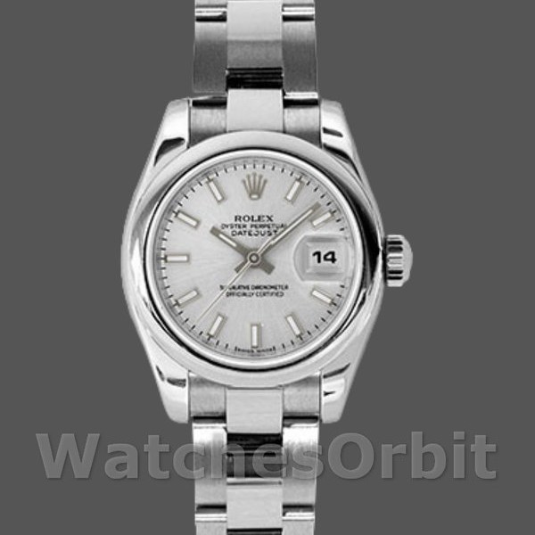 Womens Rolex Datejust 26mm Womens-179160-Silver Index Dial-Domed Bezel Silver Replica Image