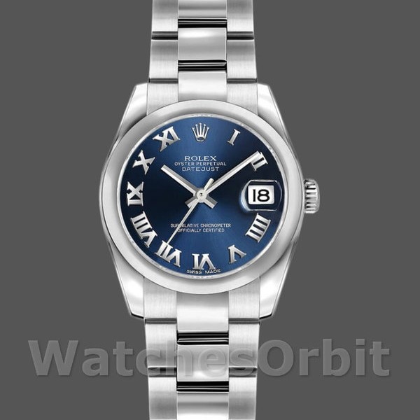 Womens Rolex Datejust 26mm Womens-179160-Blue Roman Dial-Oyster Bracelet Blue Replica Image
