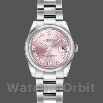 Women's Rolex Datejust 26mm Women's-179160-Pink Roman Dial-Oyster Bracelet Pink