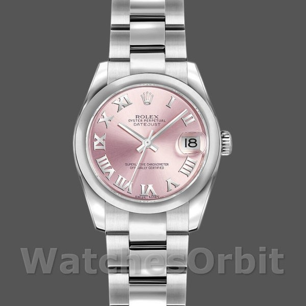Womens Rolex Datejust 26mm Womens-179160-Pink Roman Dial-Oyster Bracelet Pink Replica Image