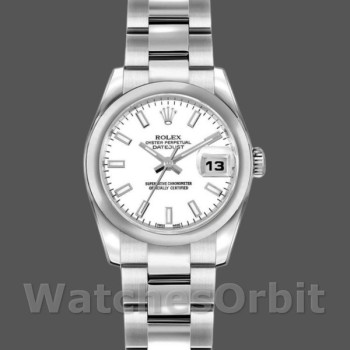 Women's Rolex Datejust 26mm Women's-179160-White Index Dial-Domed Bezel White